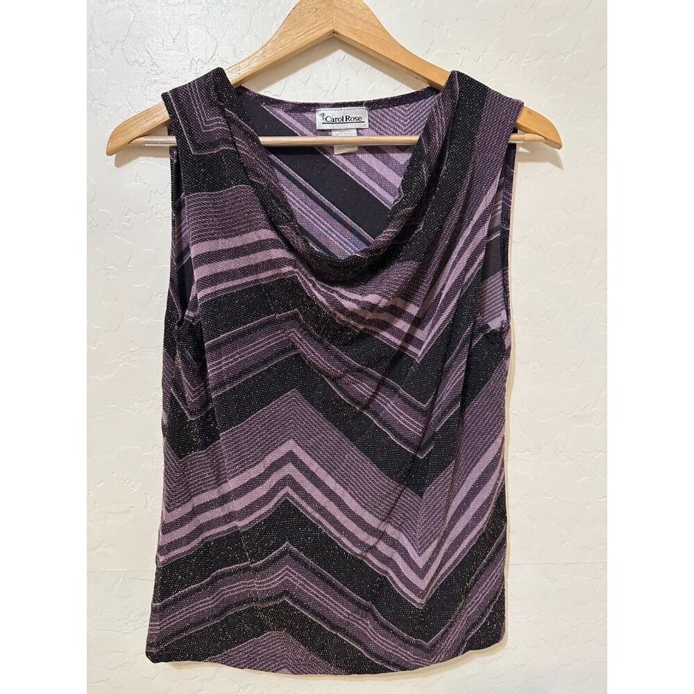 Vintage Y2K‎ Carol Rose Womans Glittler Cowl Neck Top Sz XL Festival Western 90s